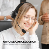 New Retail $60+ SoundPEATS A7 Pro Wireless Headset with Microphone V5.2, AI Noise Cancellation Bluetooth Headphones with Mute Mode, 40 hrs Office Headset for Call Center/Meeting/Truck Drivers/PC/Online Conference