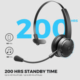 New Retail $60+ SoundPEATS A7 Pro Wireless Headset with Microphone V5.2, AI Noise Cancellation Bluetooth Headphones with Mute Mode, 40 hrs Office Headset for Call Center/Meeting/Truck Drivers/PC/Online Conference