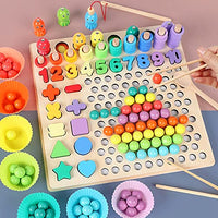 New in box! SOWUNO Clip Bead Game Wooden Creative Fun Focus Training Educational Number Sorting Toy Magnetic Fishing Game Peg Preschool Shape Smooth