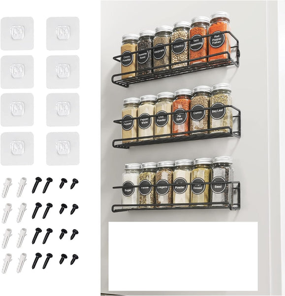 New VIAV Wall Mounted pace-Saving Spice Rack Organizer for Cabinet Kitchen Pantry and Cupboard 3 PCS -Install with Adhesive or Screws included!