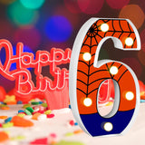 New Spider Light up Numbers Spider Birthday Decorations Happy Birthday Light up Sign for Spider Decorations Spider Party Favors Spider Birthday Party Supplies (Number 6)