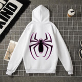 New Unisex Spider Pattern Hoodie Harajuku Gothic Fleece Lined Hooded Jacket Hip Hop Long Sleeve Sweatshirt Sz M