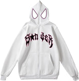 New Unisex Spider Pattern Hoodie Harajuku Gothic Fleece Lined Hooded Jacket Hip Hop Long Sleeve Sweatshirt Sz M