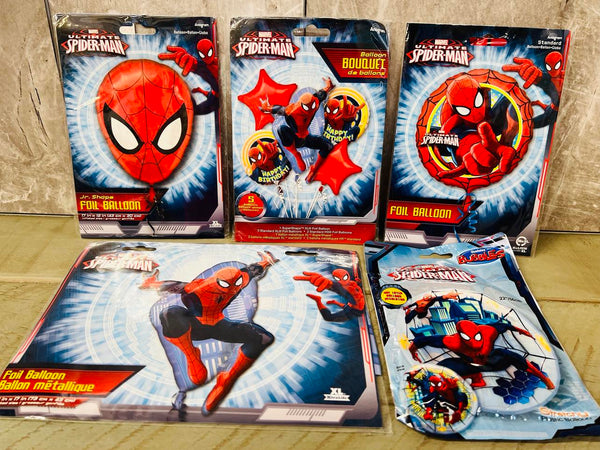 New set of 8 Spiderman Foil Balloons & 1 large stretchy latex balloon! Great set up for any Spiderman Fan Party!