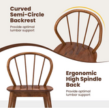 NEW IN BOX Retails $431, Walnut Wood Windsor Dining Chairs, Set of 2 with Ergonomic High Spindle Back and Wide Seat for comfort, Walnut