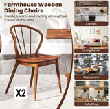 NEW IN BOX Retails $431, Walnut Wood Windsor Dining Chairs, Set of 2 with Ergonomic High Spindle Back and Wide Seat for comfort, Walnut