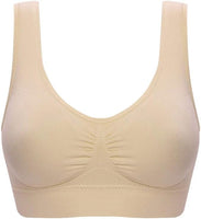 New Seamless Comfortable Sports Bra, Workout Wire free All Day Comfort Bra, Beige Sz M