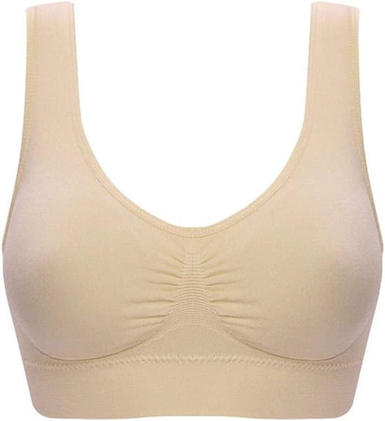 New Seamless Comfortable Sports Bra, Workout Wire free All Day Comfort Bra, Beige Sz M