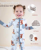 NEW Retails $43+, Sz 12-18 Mth Wiley Threads Ultra soft Lightweight Bamboo Viscose Full Zip Romper with fold-over hands & feet with non-slip grips, SQUIRRELHART, Perfect for Summer Nights