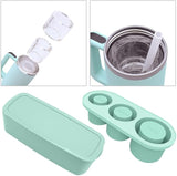 New Green Ice Cube Tray for Stanley, Silicone Ice Cube Maker with Lid for Making 3 Hollow Cylinder Ice Cube Molds, Accessories for Stanley Cups 30-40 Oz for Chilling Cocktails,Whiskey,Drinks,Coffee