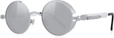 New Gothic Steampunk Sunglasses for Women Men Round Lens Metal Frame Silver/Grey