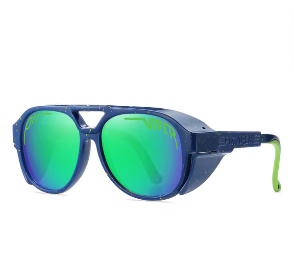 New UV400 Cycling Glasses for Men and Women Pit Viper Designer Steam Punk Sunglasses Vintage Retro Goggles Adults Steampunk Blue/Green