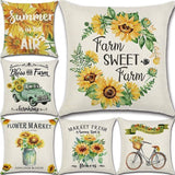 New 18x18 Set of 6 Sunflower Decor Floral Wreath Sunflower Pillow Covers Farmhouse