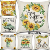 New 18x18 Set of 6 Sunflower Decor Floral Wreath Sunflower Pillow Covers Farmhouse
