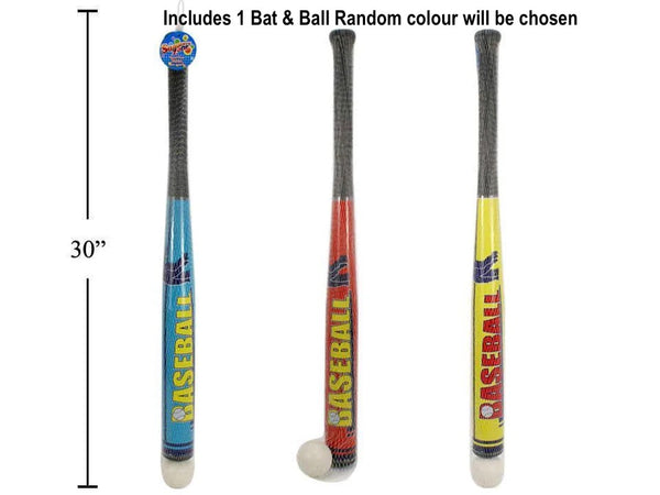 New Summer Zone 28" Baseball Bat & Ball, plastic, Random colour red, yellow or blue! Includes 1 Bat & Ball