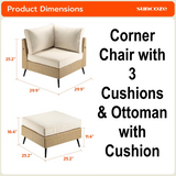New in box! Suncoze Two Piece PE Rattan Wicker Corner Chair & Ottoman with super thick cushions Retails $399