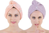 New SUNLI Fasting Drying Microfiber Hair Turban Towels for Women and Girls, 2 Pack Head Twist Towel Wraps Quick Dry Your Wet Hair after Bath Spa Shower (light orange+light purple)