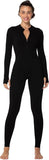 New Sunzel Long Sleeve Jumpsuits for Women, One Piece Casual Yoga Workout Zip Front Bodysuits, Legging Fit & Thumbhole Black, Sz M