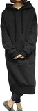New Women Long Sleeve Hoodie Sweater Dress Pullover Black, Sz XL