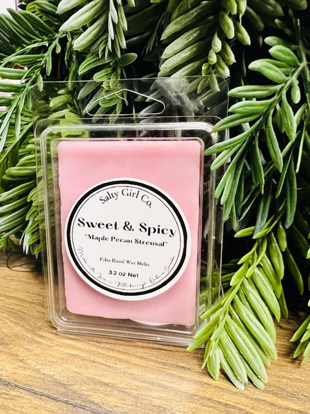 New Salty Girl Co. Palm Blend Wax Melts "Sweet & Spicy" "Maple Pecan Streusel Scent" 3.2 Oz, for use in wax warmer