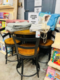 36" Round Metal & Wood Bar Height Dining able & 4 swivel chairs