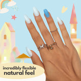 New AwsmColor Mid Length Press on Nails Blue and light blue, Acrylic with Nail Glue Manicure Kit Nail Art for Women and Girls
