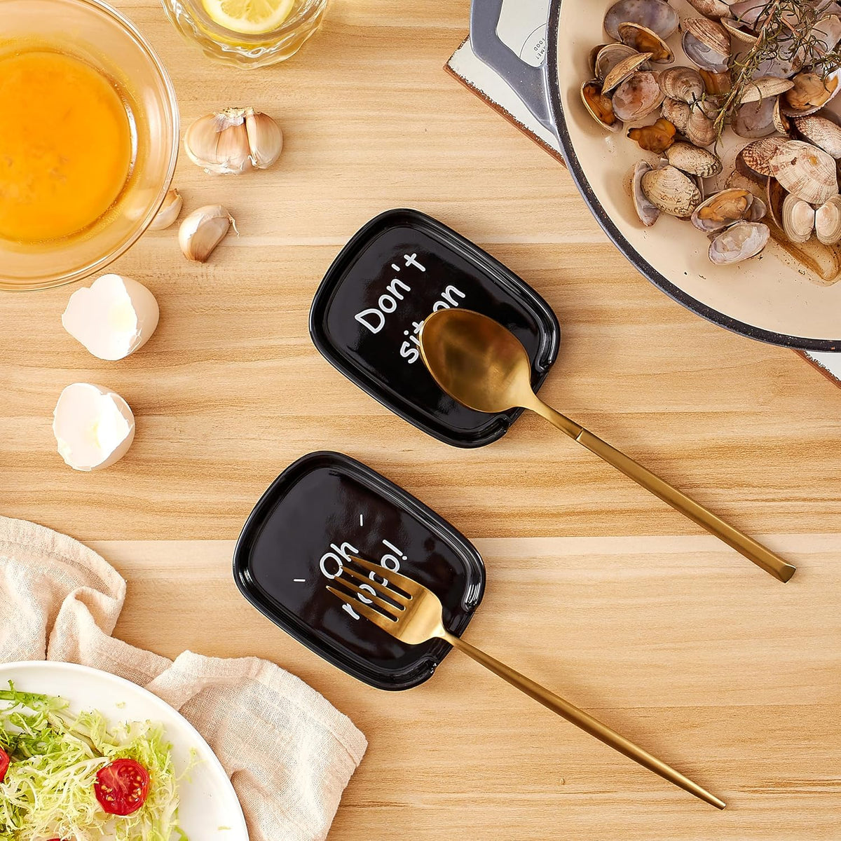 New Swuut Ceramic Spoon Rest Set of 2,Spoon Holder for Spatula,Tongs,G ...