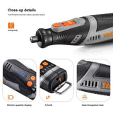 New Tacklife Cordless Rotary Tool, 8V Motor 2.0 Ah Li-ion Battery Grinding Drilling Tool Sets, Long Endurance Power-RTD02DC, Combitool for Craft Projects, DIY Creations, Cutting, Engraving
