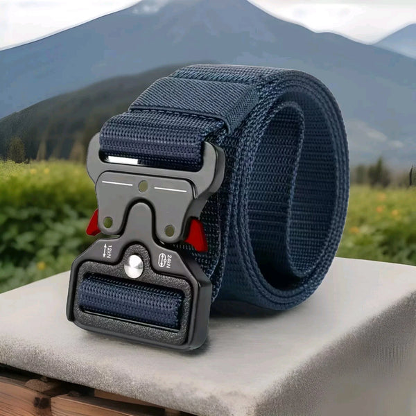 New Tactical Quick Release Military Sport Outdoors Blue Nylon Belt 120 cm length (47 inch), Adjustable belt waist size 30-46