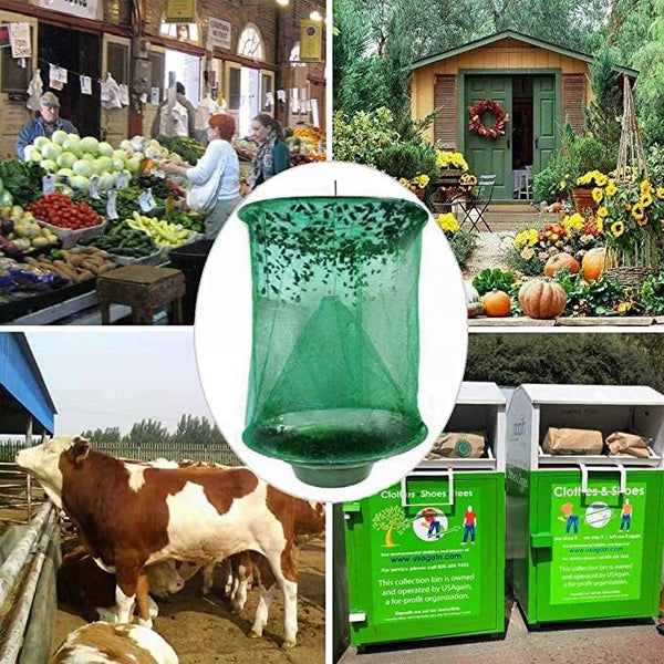 New Taicols 2 Pcs Reusable Fly Trap Outdoor Fly Catcher Ranch Fly Traps Hanging Cages Flies Catcher Killer with Cage for Farms, Ranch Fly Trap Flay Catcher The Most Effective with Pots Flay