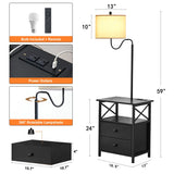 New Assembled Tamarion 59'' Black Wood End Table Dimmable Floor Lamp Set with USB Retail $304+ (INCLUDES 1 TABLE WITH LAMP)