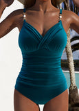 New Retails $59+ Peacock Blue Criss Cross Two Piece Tankini Set Velour like material Sz XL