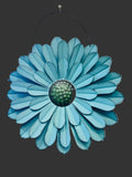 New 3D Metal Flower Wall Art Decoration, 13 Inch! Indoor or Outdoor Wall Sculptures Hanging for Bathroom Living room Bedroom (Sky Blue)
