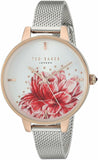 New Ted Baker Kate Flower 36mm Dial Silver Steel Mesh Women's Watch TE50005026 SD, need battery! Retails $155US+