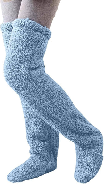 NEW Teddy Legs Cozy Leg Warmers Sherpa Slipper Socks, Blue, One Size
