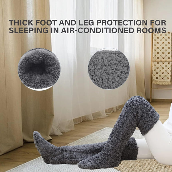 NEW Teddy Legs Cozy Leg Warmers Sherpa Slipper Socks, Dark Grey, One Size