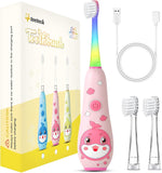 New Teeteck Electric Toothbrush for Kids - Sonic Toothbrush for Babies Aged 1-6 with Rainbow LED Light, Includes 2 Brush Heads, Magnetic USB Charging Cable, IPX7 Waterproof, PINK