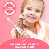 New Teeteck Electric Toothbrush for Kids - Sonic Toothbrush for Babies Aged 1-6 with Rainbow LED Light, Includes 2 Brush Heads, Magnetic USB Charging Cable, IPX7 Waterproof, PINK