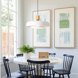 New in box! TeHenoo Modern Large Pendant Light 19.68 inch Diameter , 2 Tiers Matte White Shade, Natural Wood and Brass Accent, Mid Century Chandelier for Kitchen Island, Dining Room, Living Room Retails $175+