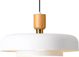 New in box! TeHenoo Modern Large Pendant Light 19.68 inch Diameter , 2 Tiers Matte White Shade, Natural Wood and Brass Accent, Mid Century Chandelier for Kitchen Island, Dining Room, Living Room Retails $175+