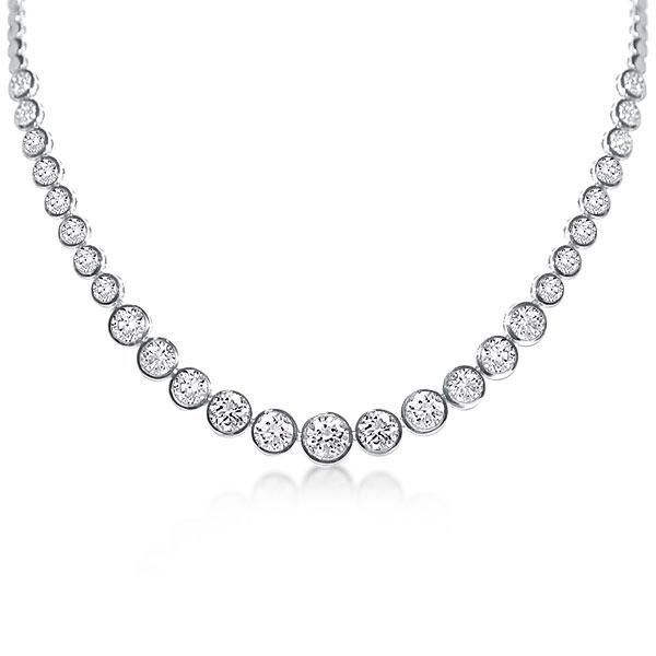 New in gift box! Italo Jewelry Stunning Classic Bezel Round Cut Tennis Necklace 17