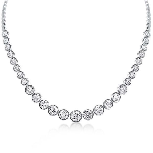 New in gift box! Italo Jewelry Stunning Classic Bezel Round Cut Tennis Necklace 17