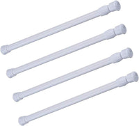 New Tension Rods, 4 Pack 15.7-28 Inches Adjustable Spring Steel Cupboard Bars Tension Curtain Rod Shower Rod Extendable Width