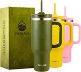 New in box! Thermosis 40 oz Tumbler with Handle and Straw | Coffee Tumbler with Lid and Straw | Water Bottle that Fits in Cup Holder Insulated Tumbler - GREEN