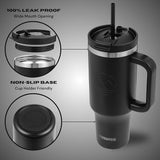 New in box! Thermosis 40 oz Tumbler with Handle and Straw | Coffee Tumbler with Lid and Straw | Water Bottle that Fits in Cup Holder Insulated Tumbler - BLACK