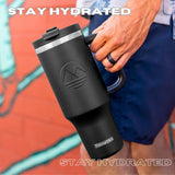 New in box! Thermosis 40 oz Tumbler with Handle and Straw | Coffee Tumbler with Lid and Straw | Water Bottle that Fits in Cup Holder Insulated Tumbler - BLACK