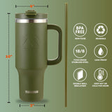 New in box! Thermosis 40 oz Tumbler with Handle and Straw | Coffee Tumbler with Lid and Straw | Water Bottle that Fits in Cup Holder Insulated Tumbler - GREEN