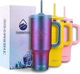 New in box! Thermosis 40 oz Tumbler with Handle and Straw | Coffee Tumbler with Lid and Straw | Water Bottle that Fits in Cup Holder Insulated Tumbler - VIOLET