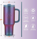 New in box! Thermosis 40 oz Tumbler with Handle and Straw | Coffee Tumbler with Lid and Straw | Water Bottle that Fits in Cup Holder Insulated Tumbler - VIOLET