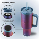 New in box! Thermosis 40 oz Tumbler with Handle and Straw | Coffee Tumbler with Lid and Straw | Water Bottle that Fits in Cup Holder Insulated Tumbler - VIOLET